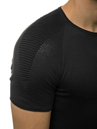 Bluzka męska z dzianiny, krótki rękaw czarna OZONEE L/2476