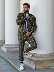 Komplet męski - kurtka I spodnie chino czarno-złoty OZONEE O/5553/21