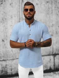 Сорочка чоловіча з коротким рукавом cиня OZONEE O/V47