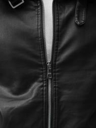 Куртка шкіряна чоловіча Чорна OZONEE JB/JP1178Z