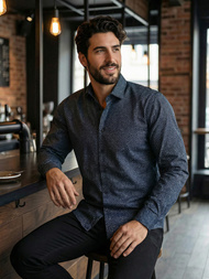 Koszula męska elegancka granatowa OZONEE V/V186Z