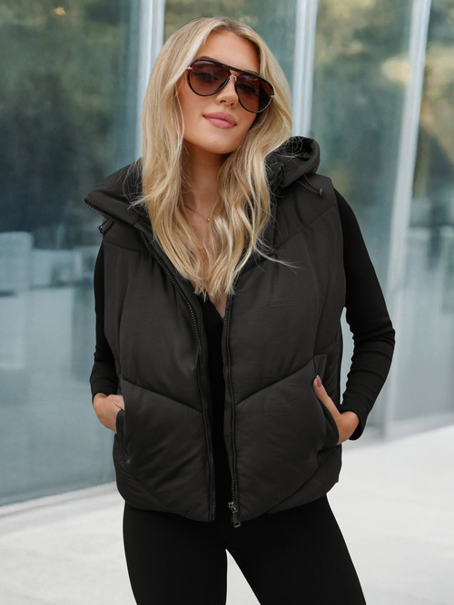 Стьобаний жіночий жилет чорна OZONEE JS/16M9291/392