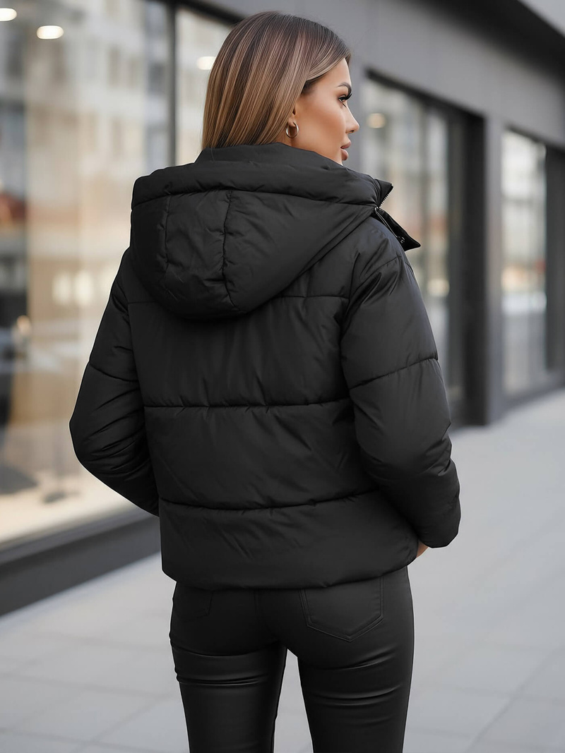 Kurtka zimowa damska pikowana czarna OZONEE JS/16M9188/392Z