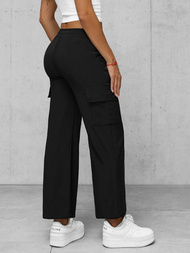 Spodnie damskie z szeroką nogawką czarne OZONEE JS/92K515/3