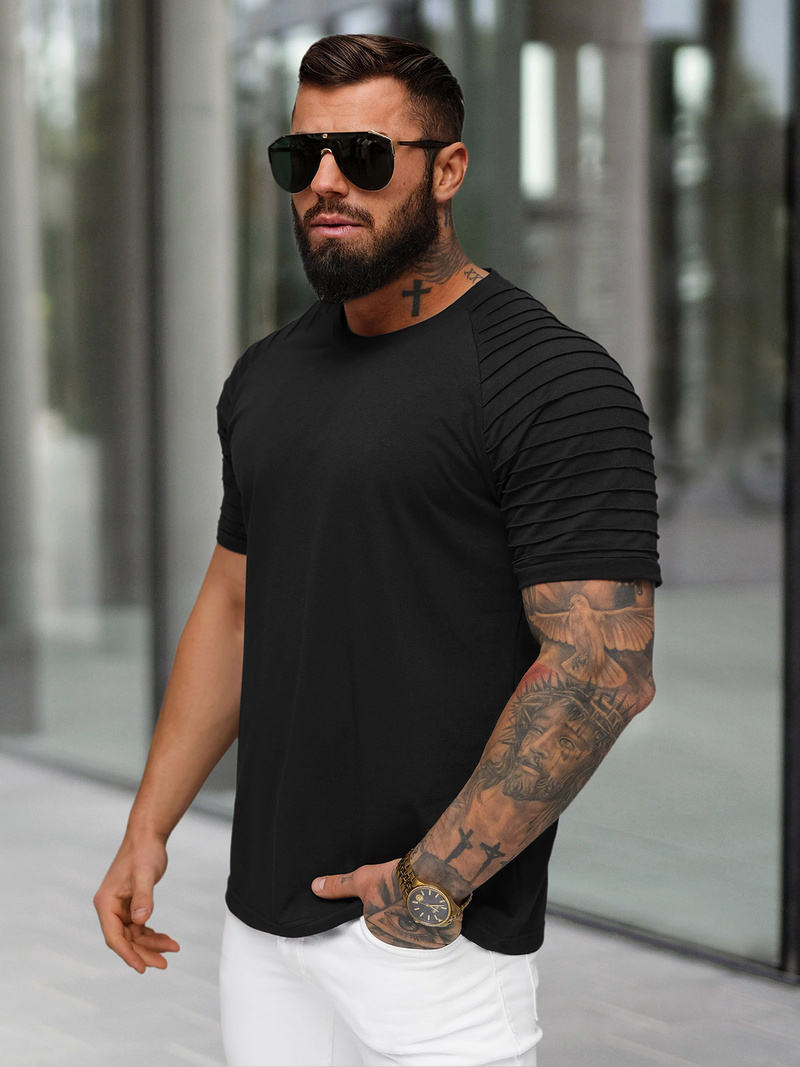 T-shirt męski czarny OZONEE JS/8T88/3Z