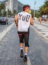 T-Shirt z kapturem męski biały OZONEE B/60042Z