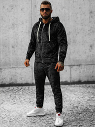 Komplet dresowy męski welurowy czarny OZONEE O/D8123/9153