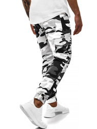 Spodnie męskie joggery czarno-białe OZONEE A/404