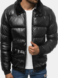 Kurtka skórzana męska czarna OZONEE O/9030