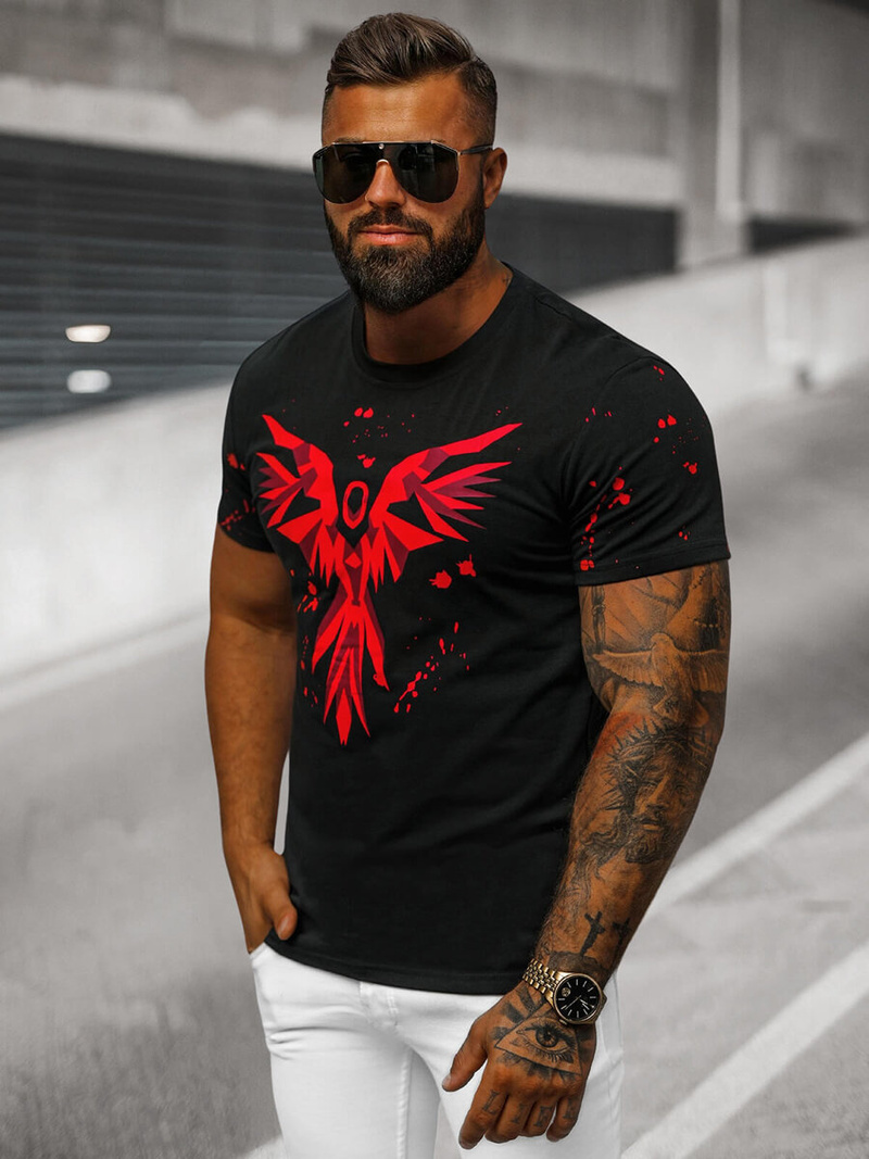 T-shirt męski czarny OZONEE O/T109/3Z