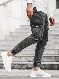 Spodnie jeansowe joggery męskie czarne OZONEE G/1064