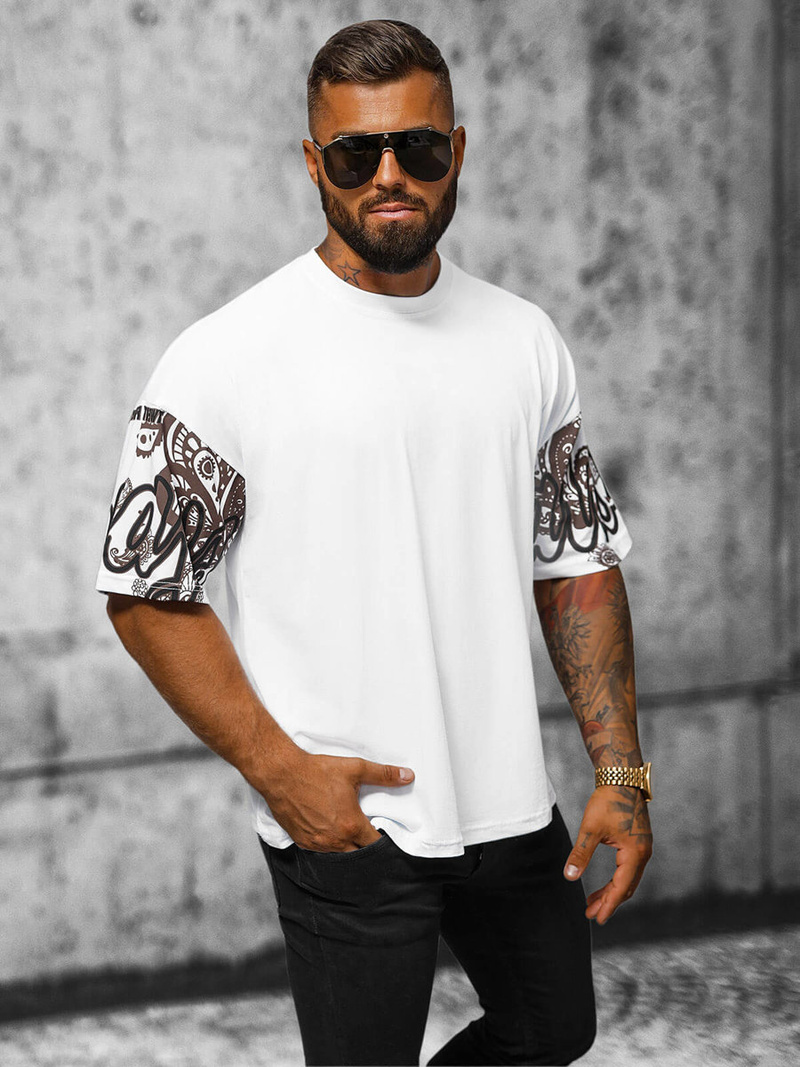 T-shirt męski oversize biały OZONEE O/3432