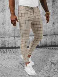 Spodnie męskie chino materiałowe beżowe OZONEE O/P4009