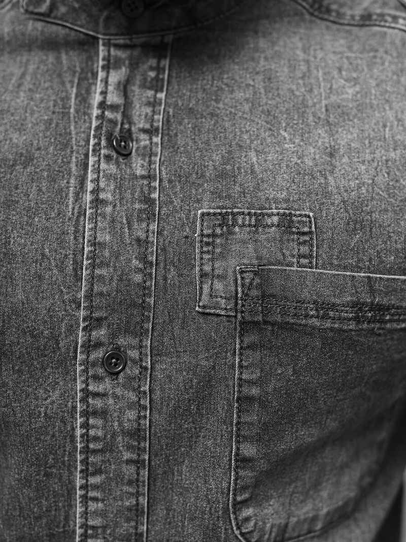 Koszula męska jeansowa ze stójką szara OZONEE NB/MC713G