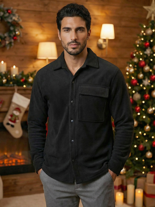 Koszula męska czarna OZONEE O/GOM23040Z