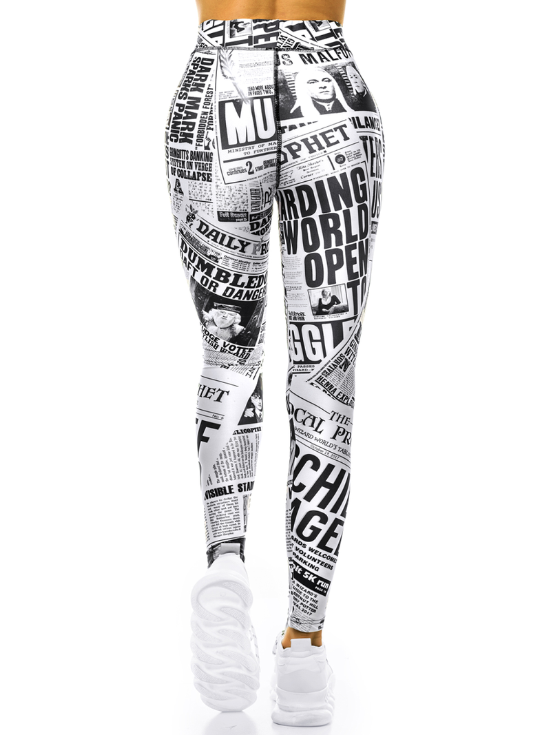 Legginsy damskie biało-czarne OZONEE O/20975