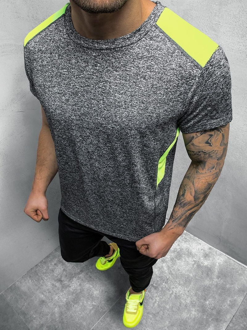 T-Shirt męski bez nadruku ciemno-szary OZONEE JS/HM071/2