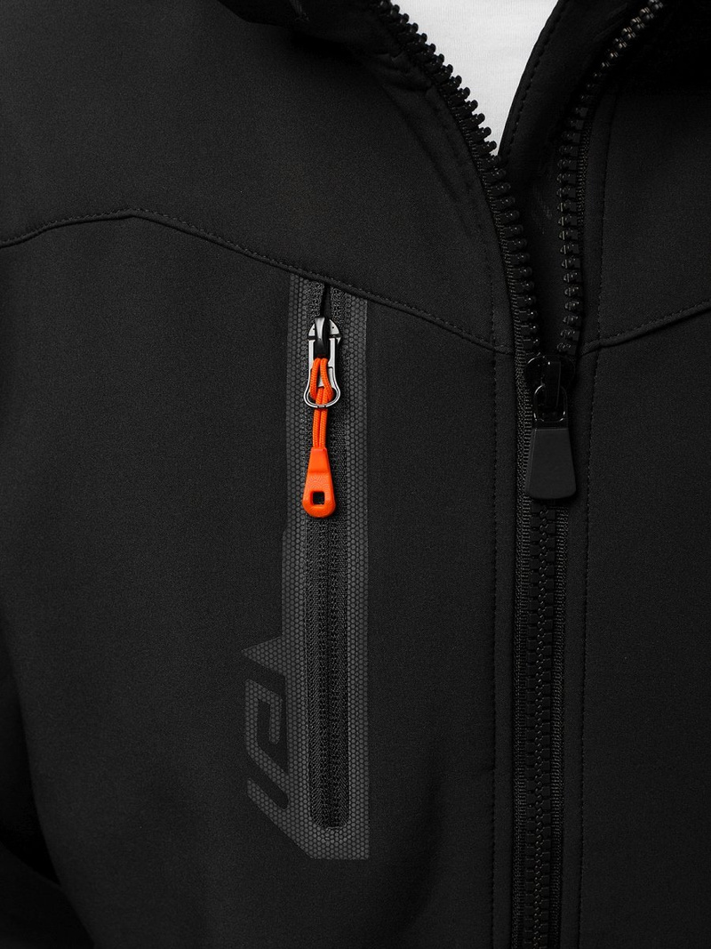 Kurtka softshell męska z kapturem czarno-pomarańczowa OZONEE GE/12268