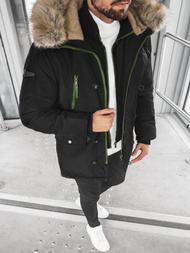 Kurtka zimowa męska parka z futerkiem czarna OZONEE JB/X1045KZ 