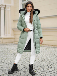 Kurtka zimowa damska długa pikowana miętowa OZONEE O/W377Z