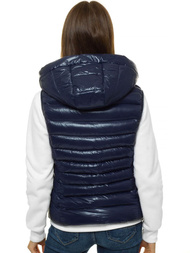 Kamizelka damska pikowana z kapturem granatowa OZONEE N/6816/2