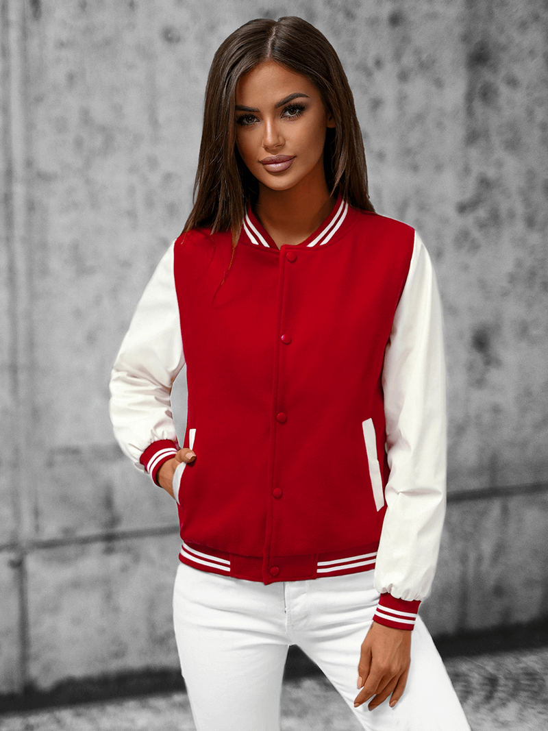 Kurtka damska bomberka czerwona OZONEE JS/16M9069/270