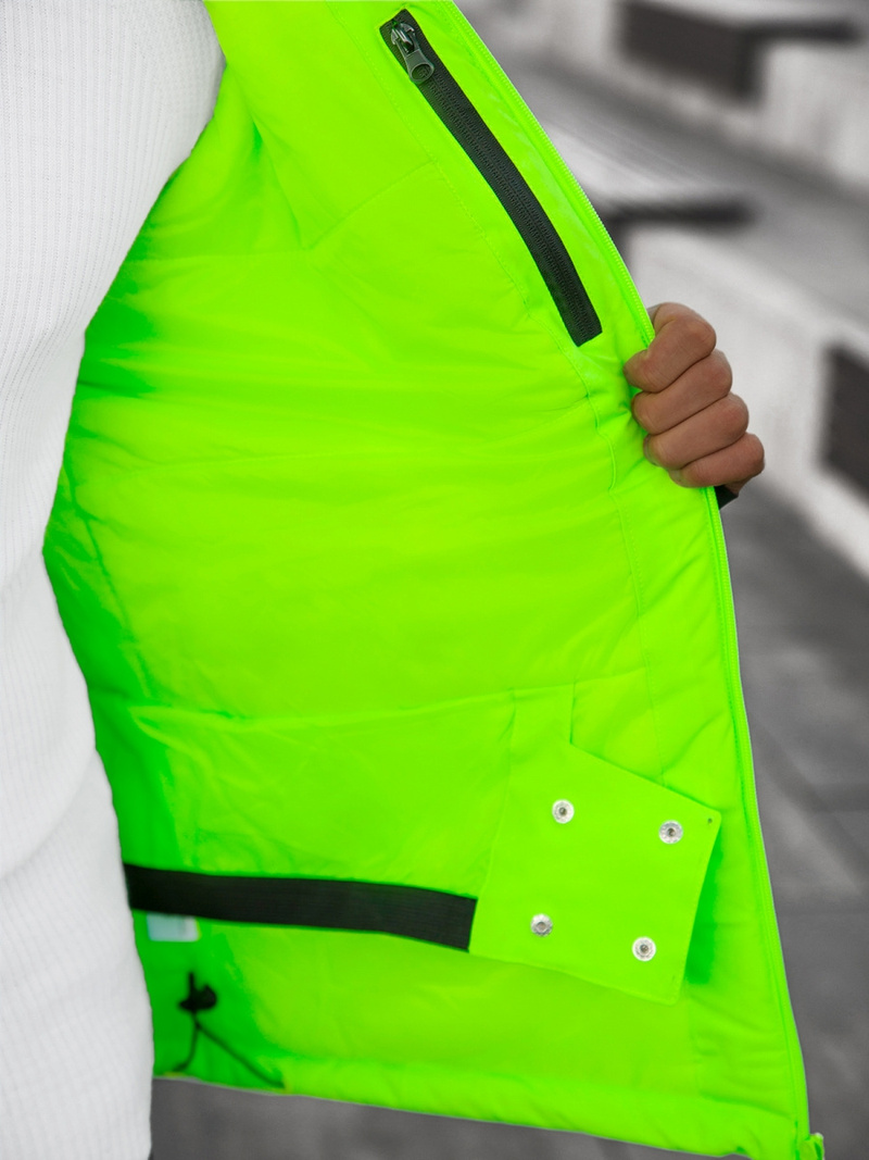 Kurtka zimowa męska zielono-neonowa OZONEE JS/HH011/52Z