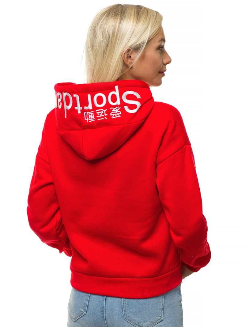 Bluza damska z kapturem czerwona OZONEE JS/KSW2039