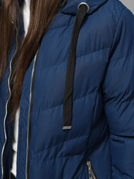 Kurtka zimowa damska długa pikowana granatowa OZONEE JS/M736/215