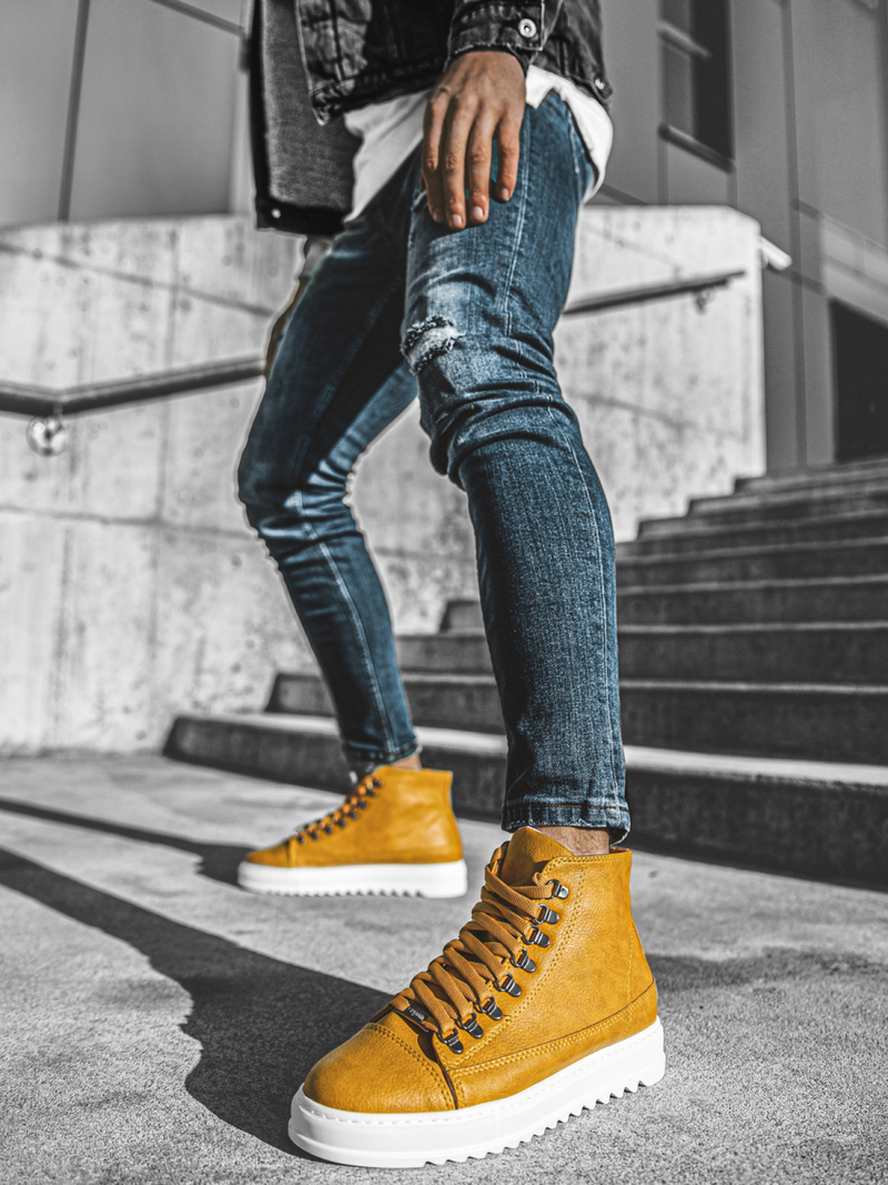 Sneakersy wysokie camelowe OZONEE W/034