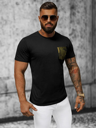 T-shirt męski czarno-zielony OZONEE JS/8T85/1Z