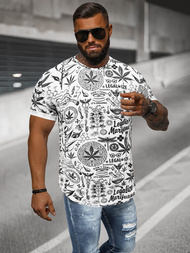 T-shirt męski z nadrukiem biały OZONEE O/P1347