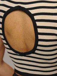 Komplet damski czarno/beżowy - bluzka i spódnica OZONEE O/JK262