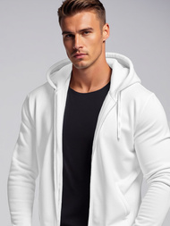 Bluza męska z kapturem rozpinana biała OZONEE JS/2008
