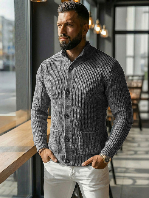 Sweter męski grafitowy OZONEE NB/MM6020/3Z