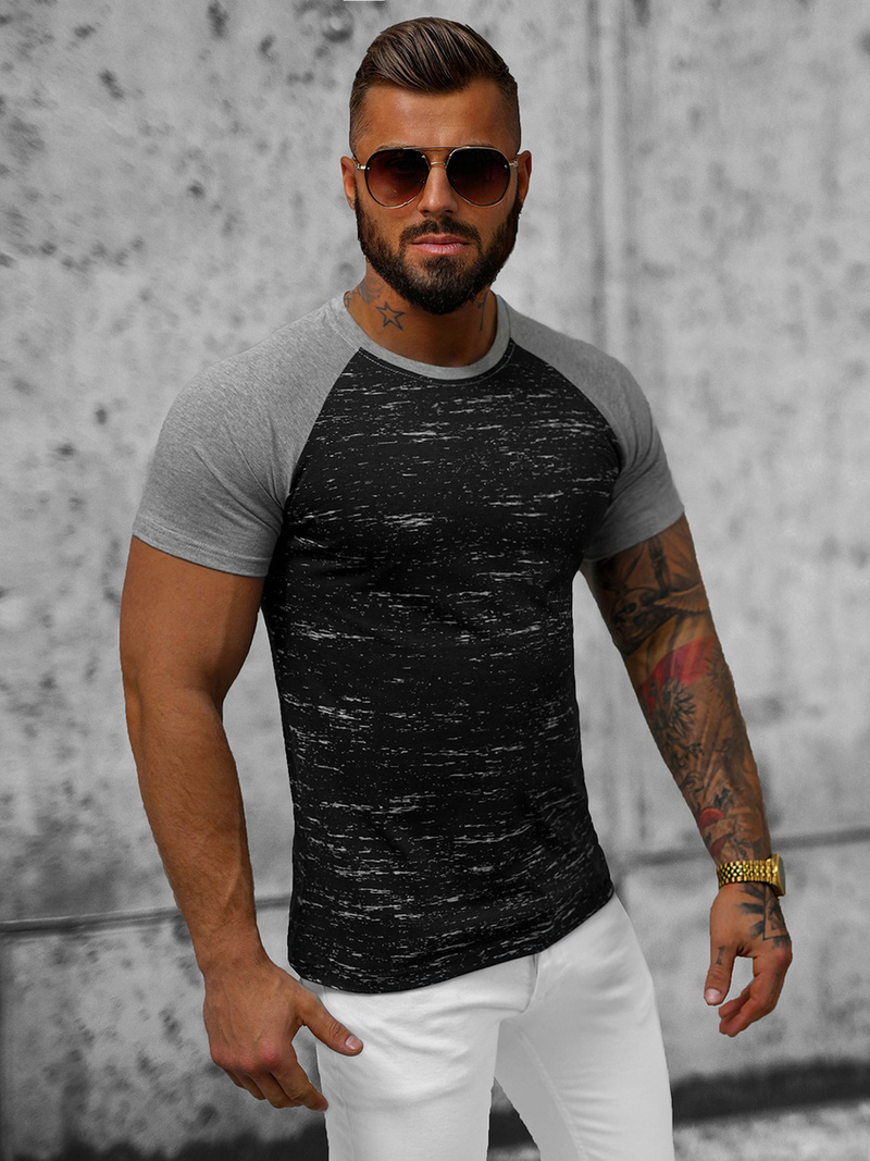 T-shirt męski czarny OZONEE JS/8T226/3