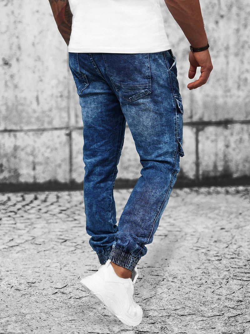 Spodnie jeansowe joggery męskie niebieskie OZONEE DR/TF070Z