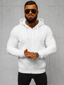 Bluza męska z kapturem rozpinana biała OZONEE JS/2008Z