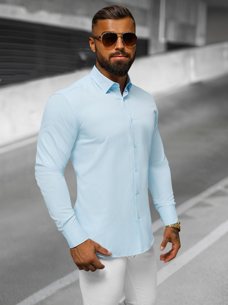 Класична сорочка чоловіча Яскраво-cиня OZONEE O/V59