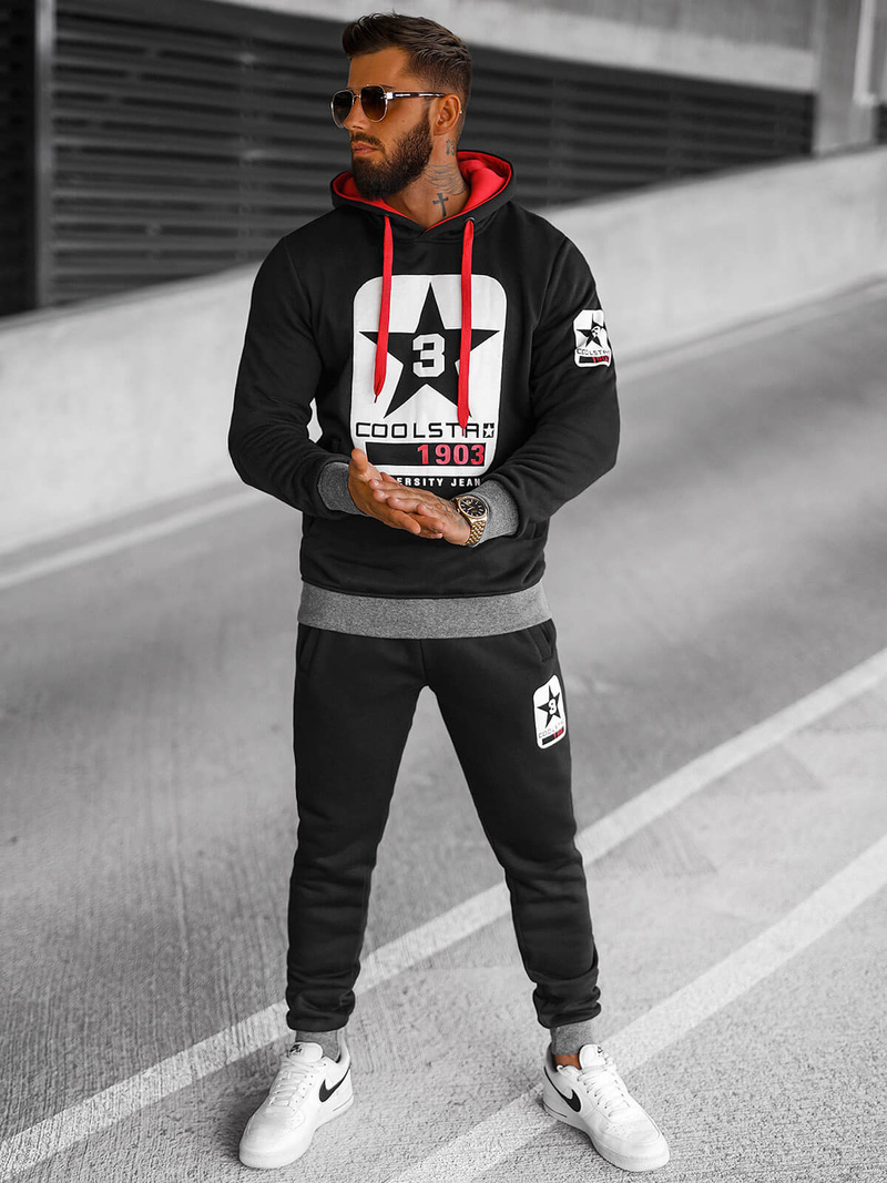 Komplet dresowy męski czarny OZONEE JS/8C59/3Z