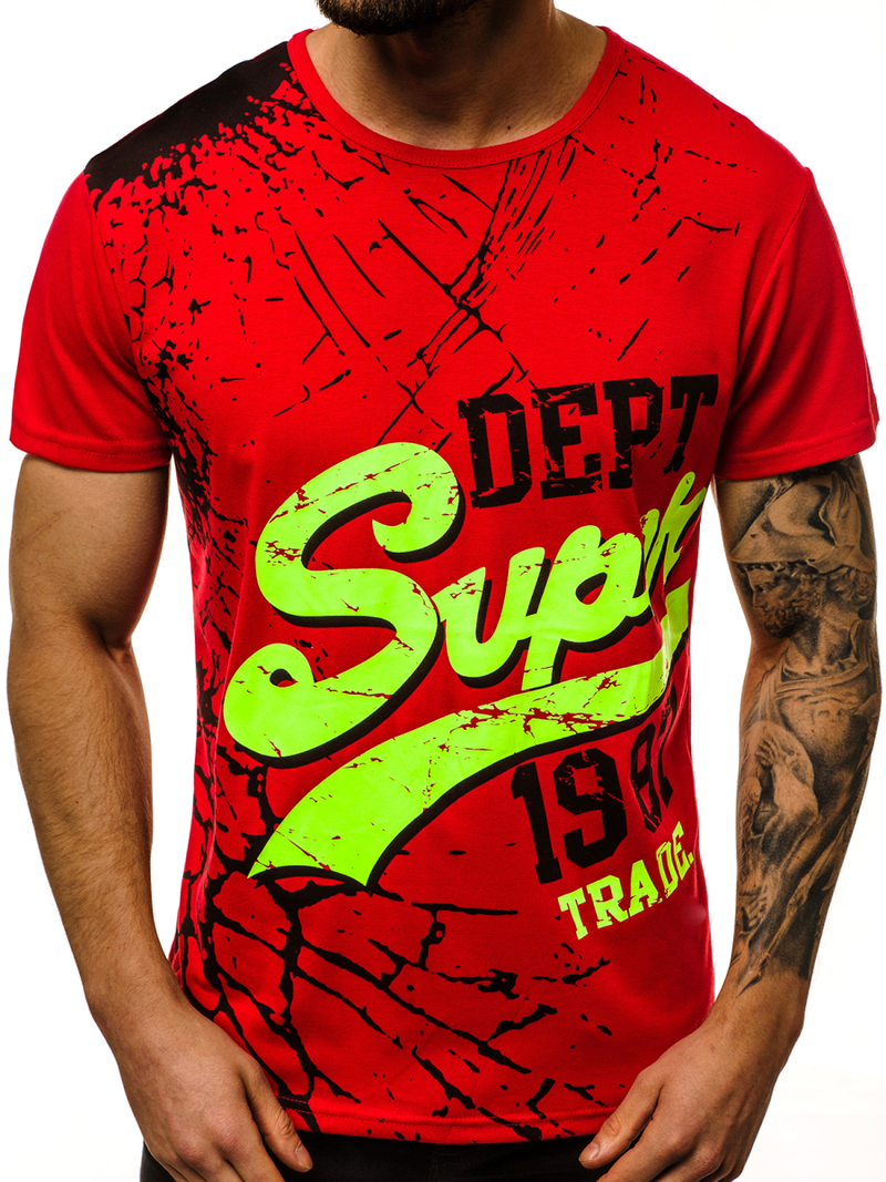 T-Shirt męski czerwony OZONEE JS/KS1942