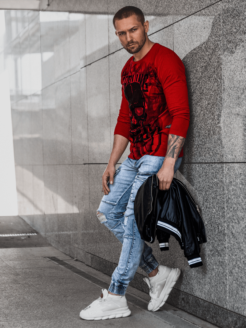 Spodnie męskie jeans niebieskie OZONEE T/6637