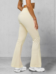 Legginsy damskie z szeroką nogawką ecru OZONEE JS/17K570/1