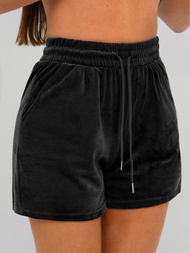 Komplet dresowy krótki damski welurowy czarny OZONEE JS/35C1616/3