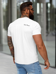 T-shirt męski slim fit biały OZONEE O/QQ1387