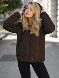 Kurtka zimowa damska pikowana czekoladowa OZONEE JS/16M9300/158