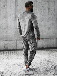 Komplet dresowy męski welurowy szary OZONEE O/D7516