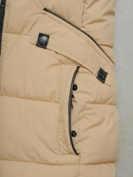 Kurtka zimowa damska długa pikowana beżowa OZONEE O/W377