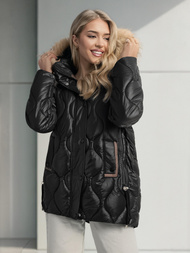 Kurtka zimowa damska z futerkiem czarna OZONEE O/5M3226/392Z