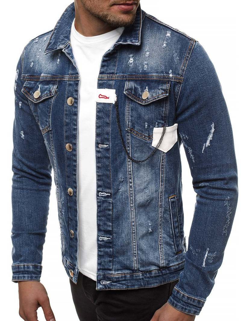 Kurtka jeans męska ciemno-niebieska OZONEE G/600